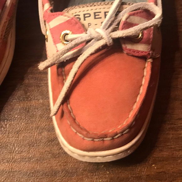 SPERRY TWO EYE TOPSIDERS PINK TAN BOAT SHOES LOAFERS size 7 - Picture 4 of 7